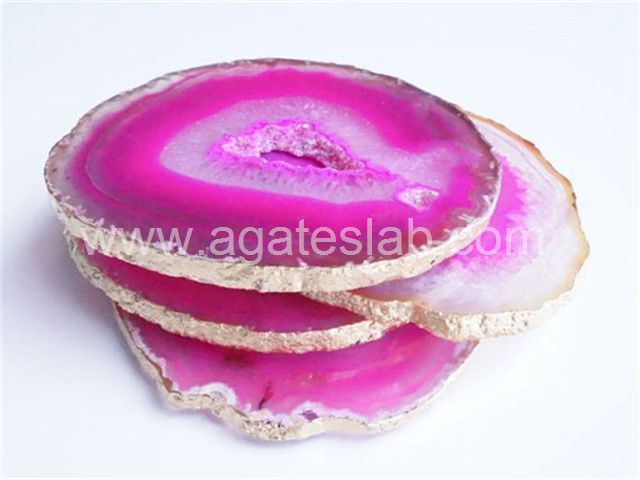 Pink agate coaster (5)